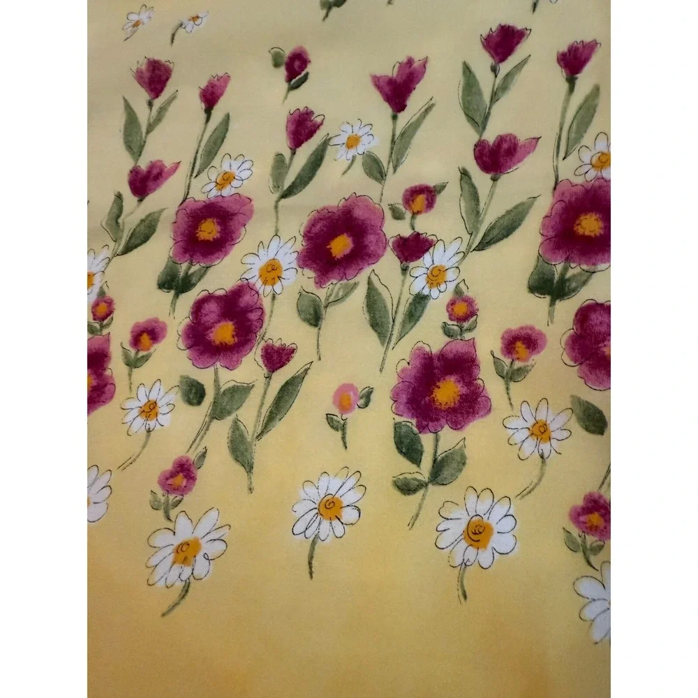 Vintage new Yellow Silk Flowers Fabric sheer 35